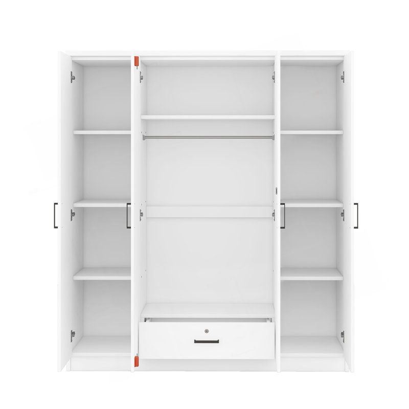 Armoire 4 portes avec 1 tiroir, Blanc