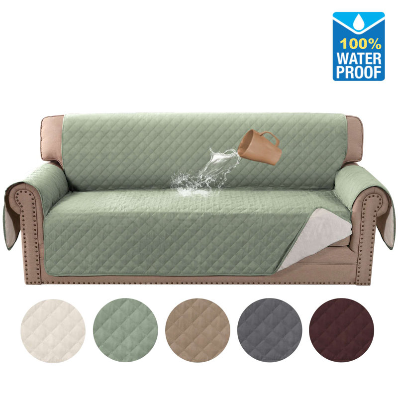 100% Waterproof Microfiber Fabric Sofa Slipcover Chair Cover Furniture Protector Cover with Elastic Straps for Pets Non Slip Loveseat Slipcover Machine Washable
