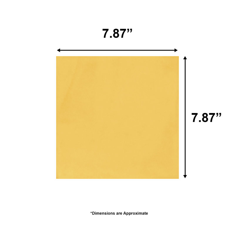 Vita 8" x 8" Glossy Encaustic Porcelain Wall & Floor Tile, Giallo Yellow Polished