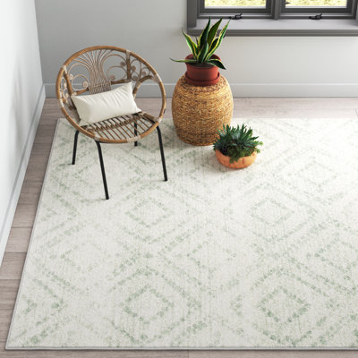 Almus Geometric Ivory/Green Area Rug