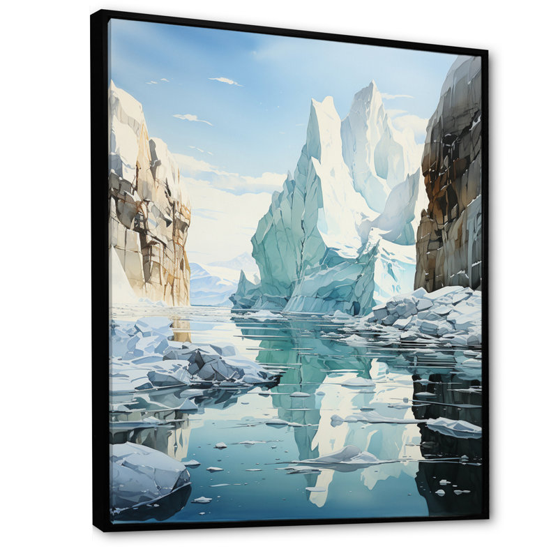 «Teal Iceberg», impression sur toile, H 20 po x l 12 po x P 1 po, Cadre flottant noir