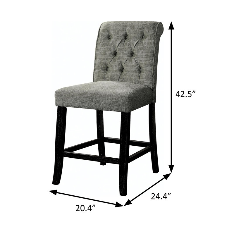 Chaise de comptoir rustique H 20,4 po (2 / RTC), gris / noir antique, Gris, Noir
