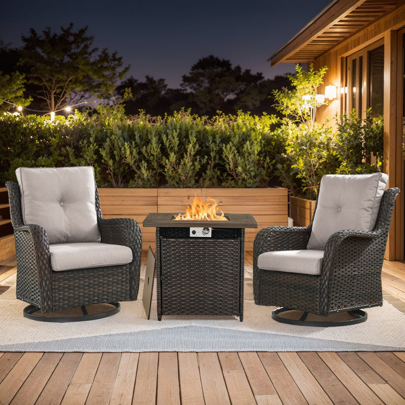 Carolina 2 - Person Outdoor Seating Group With Fire Pit, Beige