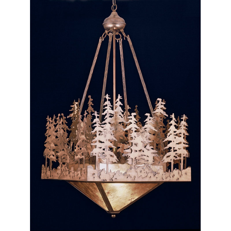 Pine Lake 4 - Light Pendant, Antique Copper/Silver Mica