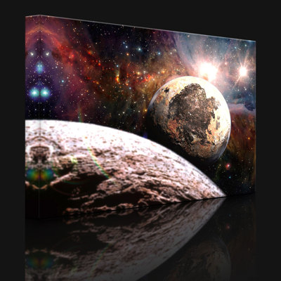 Alien Planets in Space 1 Piece Wrapped Canvas Wall Art