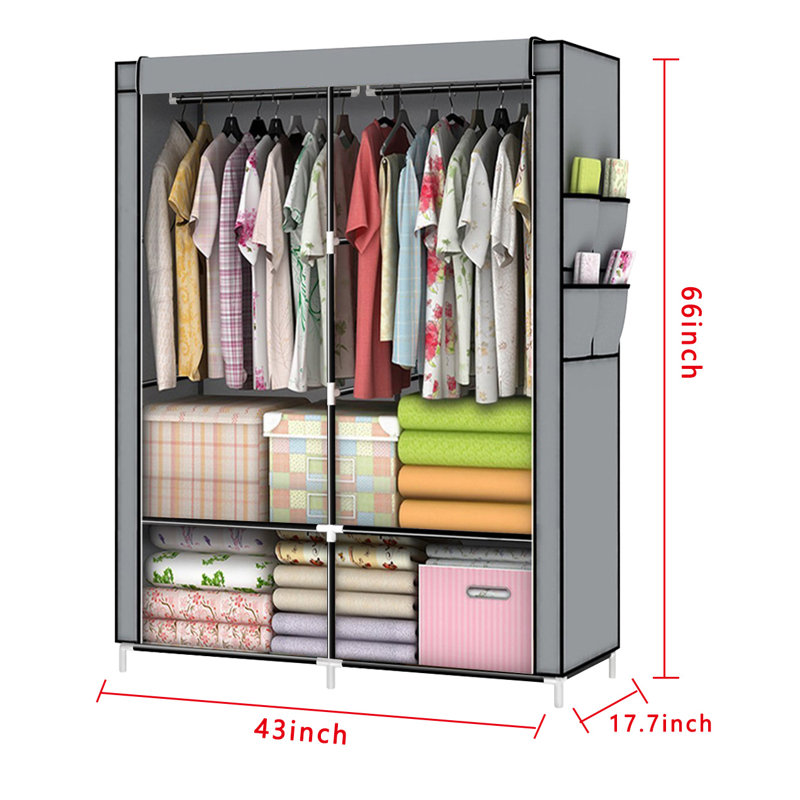 Meriwether 43 " Fabric Portable Wardrobe, Gray