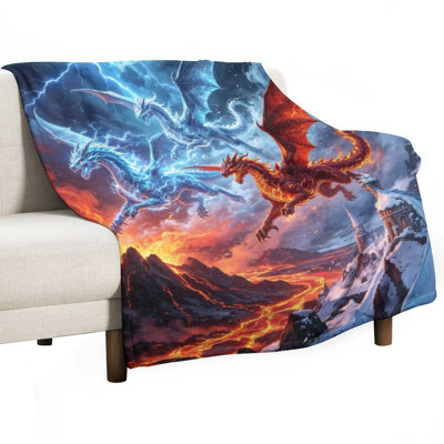 Three Dragons Flying (1) Jeté en flanelle de luxe, couverture douce et chaude pour le salon