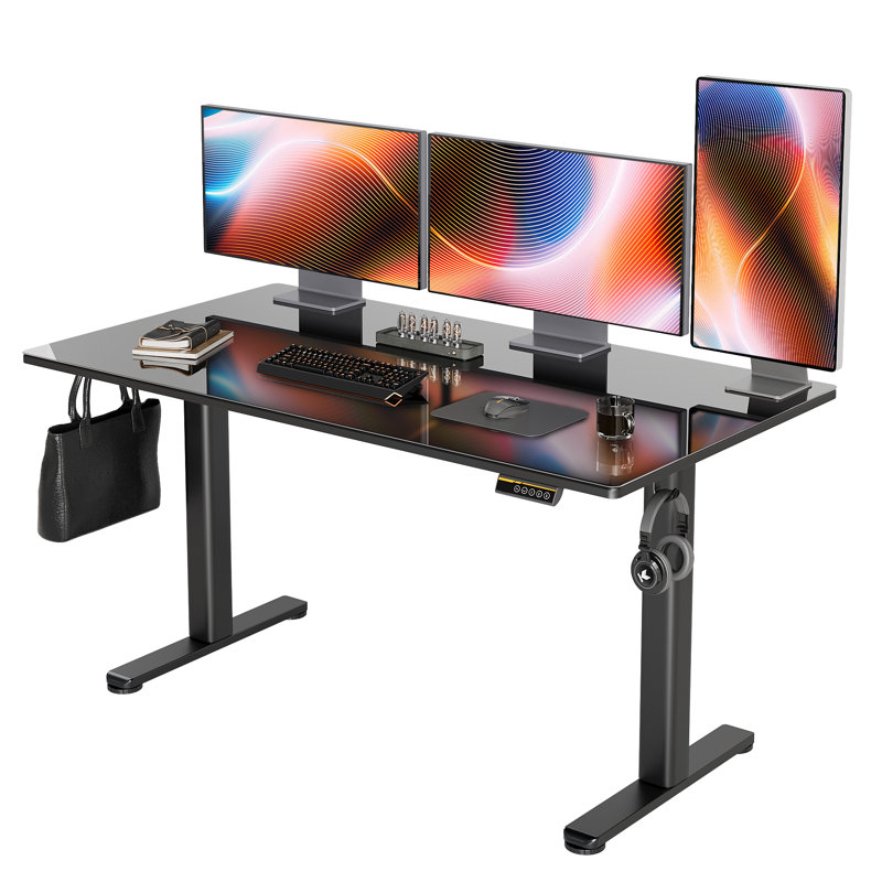Bureau debout à hauteur ajustable Maysie, Noir, 46.4" H x 55" W x 23.6" D