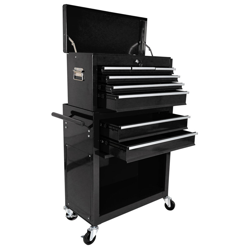 Coffre à outils à grande capacité avec roulettes et tiroirs, armoire de rangement pour outils à 8 tiroirs