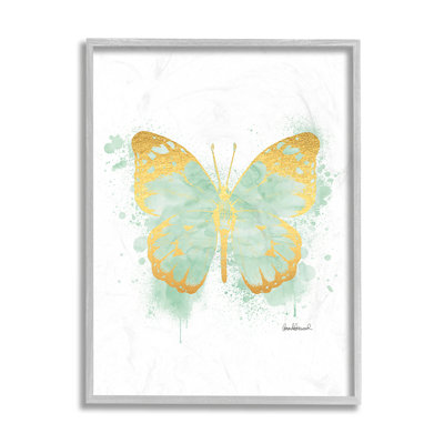 " Seafoam Green Butterfly Watercolor Paint Splatter " by Amanda Greenwood