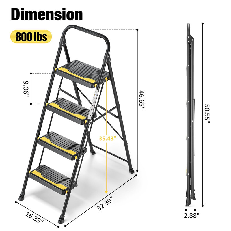 4 Step Ladder, Heavy-Duty 150KG Capacity