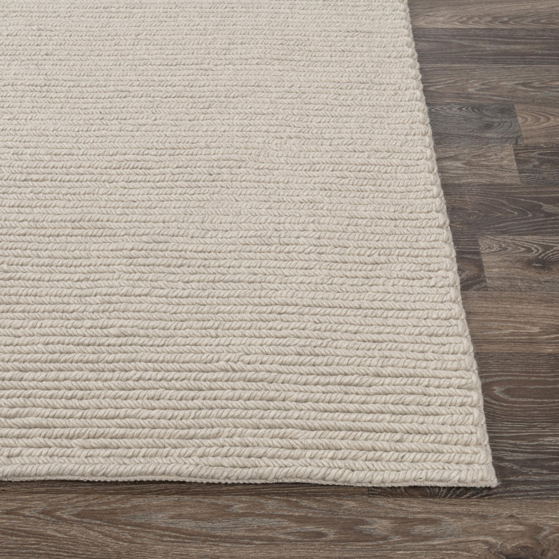 Dawson Hand Woven Wool/Polyester Area Rug in Birch White, Rectangle 8' x 10'