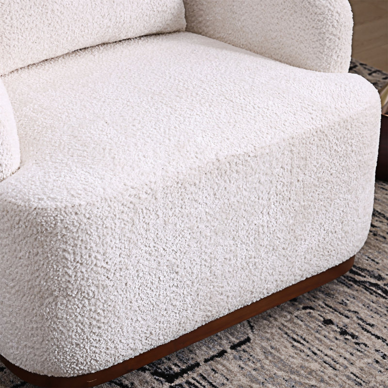 360 Degree Swivel Barrel Club Chair, White Chenille