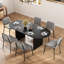 Ensemble de salle à manger ovale, table de salle à manger 70 po et chaises rembourrées en lin-2065034681-2065034683-2065034676