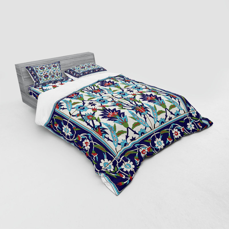 Ensemble de housse de couette agnostique bleu / vert / rouge en microfibre, Housse de couette grand + 3 pièces supplémentair