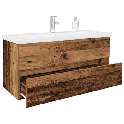Bashan 100 mm Wall Mounted Single Vanity with Integrated Ceramic Basin