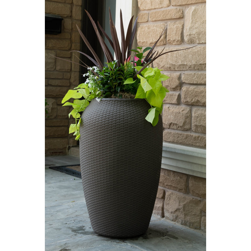 Wicker Planter, 28" H x 17.5" W x 17.5" D, Brown