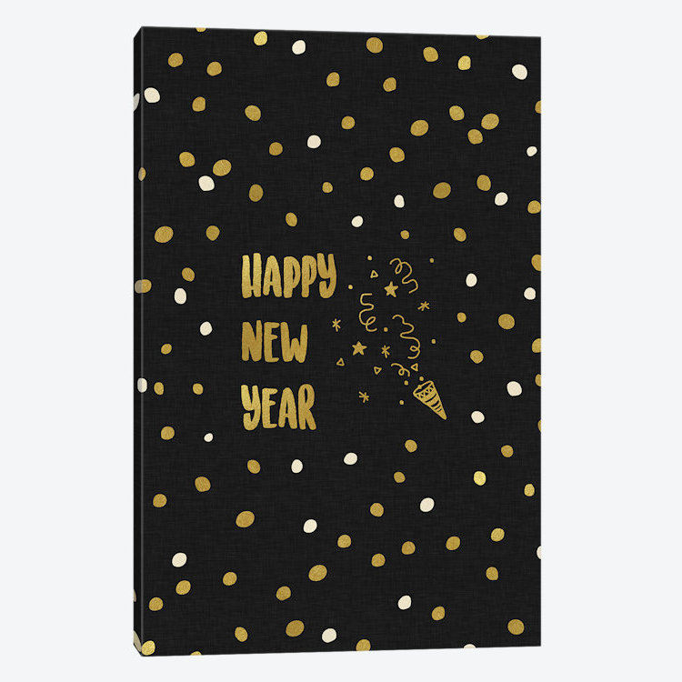 « happy new year », art textuel sur toile, H 12 po x l 8 po x P 0,75 po