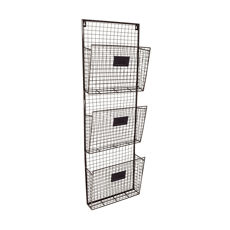 Berndt Wall Organizer with Mail Storage and Wall Baskets, Copper