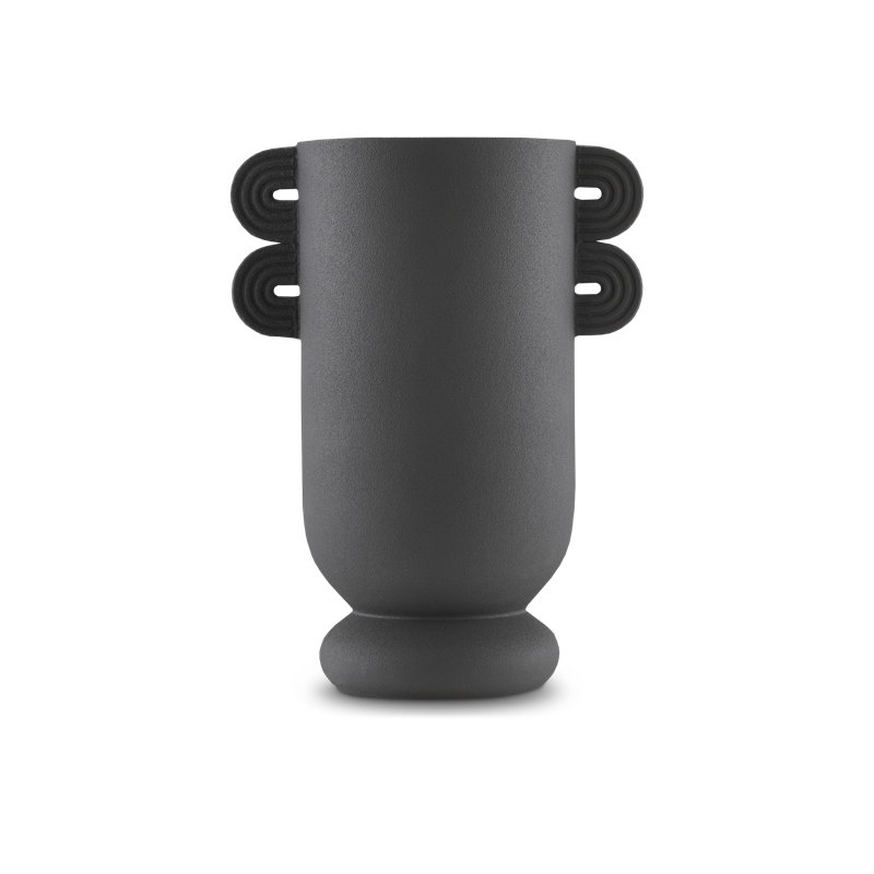 Vase de table en céramique Happy 40, Noir texturé