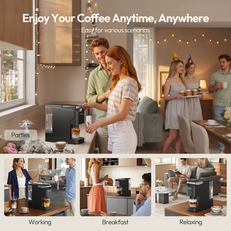 3 In 1 Multi Capsule Coffee Machine, 20 Bar Espresso Maker With 40s Fast Heat Up, Compatible With Nespresso/dolce Gusto Pods/ground Coffee/ese Pods, Self-cleaning, 920ml Water Tank For Home Office