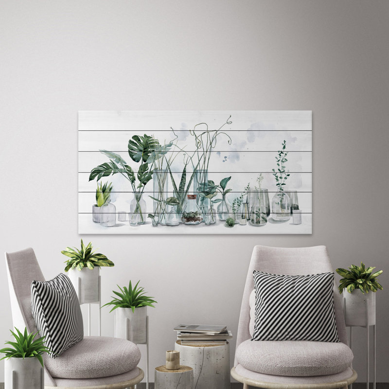 «Interior Houseplants», reproduction sur bois blanc, H 20 po x l 40 po x P 1,5 po