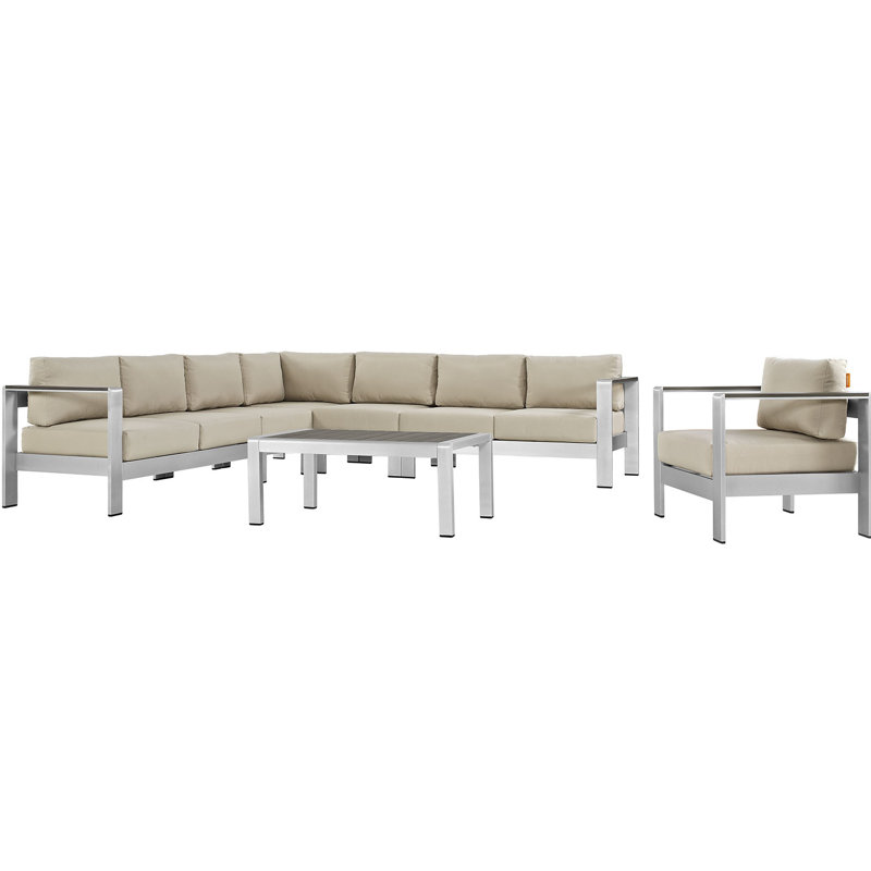 Ensemble de conversation modulaire avec coussins 7 pièces Shore, Beige