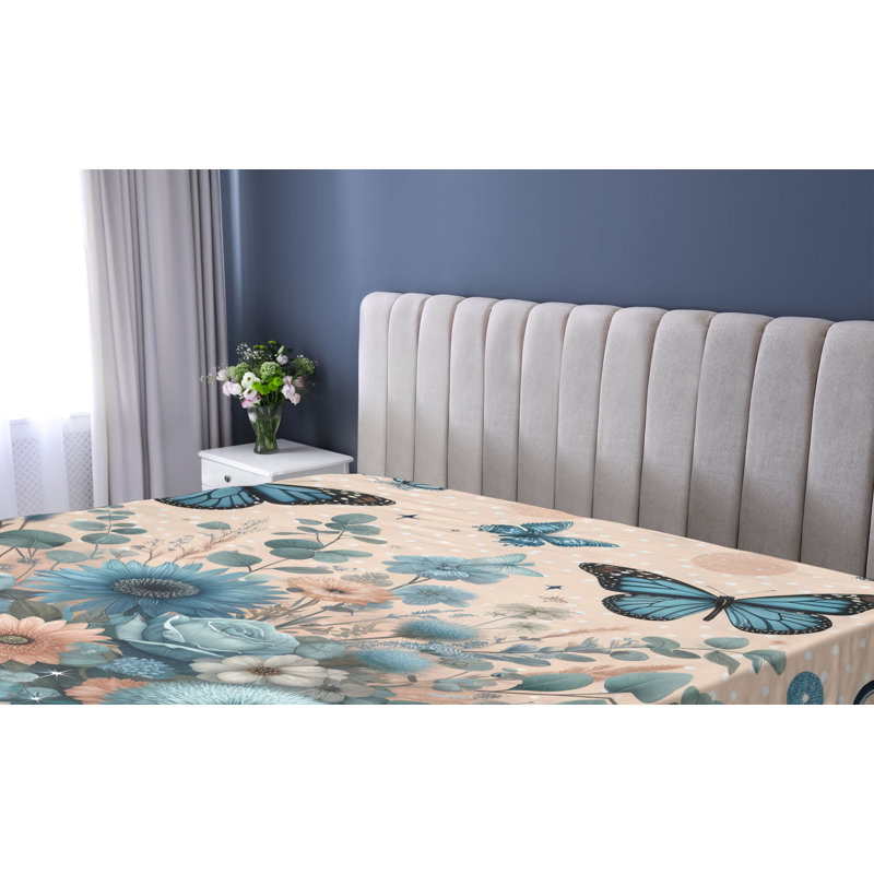 Microfiber Floral Fitted Sheet, Full Fitted Sheet