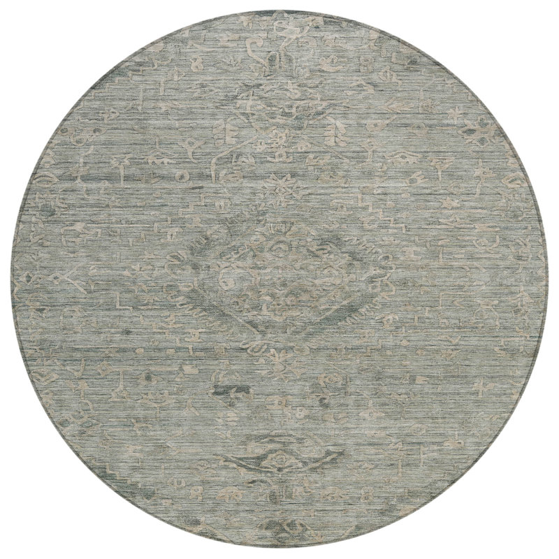 Malia Green Washable Indoor-Outdoor Rug - , 2'6" x 3'10"
