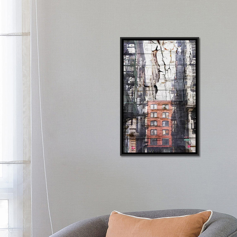 Industrial LA, impression sur toile tendue, H 26 po x l 18 po x P 1,5 po, Toile avec cadre noir, Pas de tapis