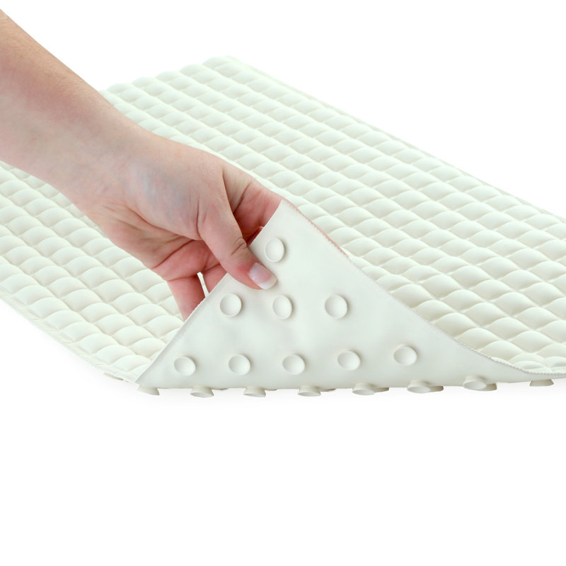 Cream 15" x 27" Pillow Top Non-Slip Rubber Bath Mat
