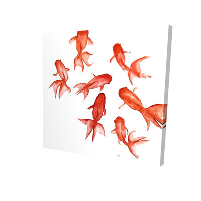 "Red Fishes", art mural animaux rouges aquatiques