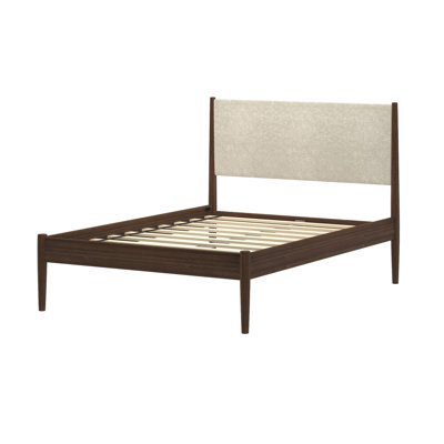 Jacelyn Full Bed with Upholstered Headboard, Walnut/ Swiss Coffee