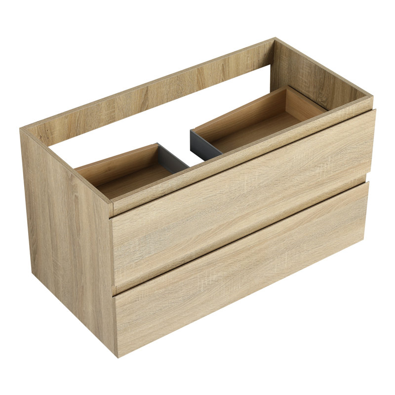 Meuble-lavabo de salle de bain 36 po - Chêne, fixation murale, nombreuses options de rangement en chêne avec tiroir lisse