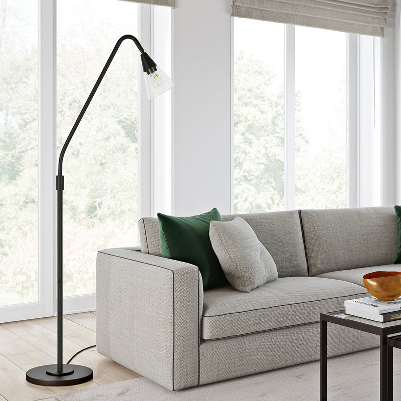 Lampe sur pied arquée 66 po Aleks, Bronze noirci