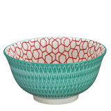 "Rhombuses" Porcelain Bowl, Turquoise, Set of 6