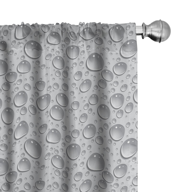 Rideaux 4 panneaux East Urban Home gris, gouttes d'eau monochromes, gris, L 56 po x L 63 po