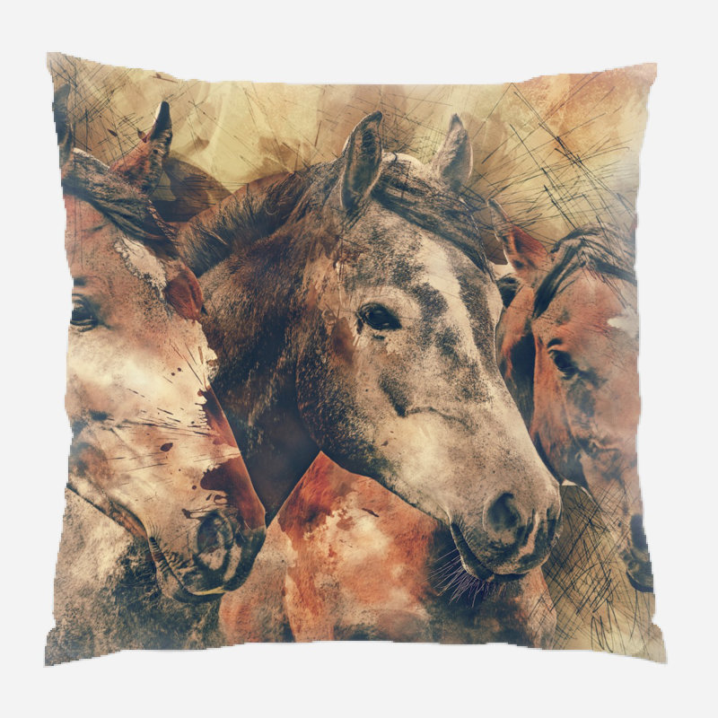 Coussin en chevaux , Microsuède, Extérieur