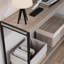 Console Farmhouse, table de vestibule, canapé à 2 niveaux de style lattes avec tablette, consoles pour vestibule, salon, couloir, vestibule-2131321373