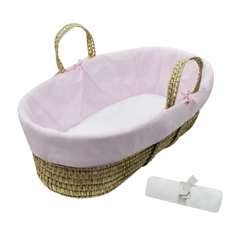 Moses Basket With Stand with Bedding with Mattress, Pink