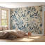 Papier peint floral - Feuilles en bleu-535418005