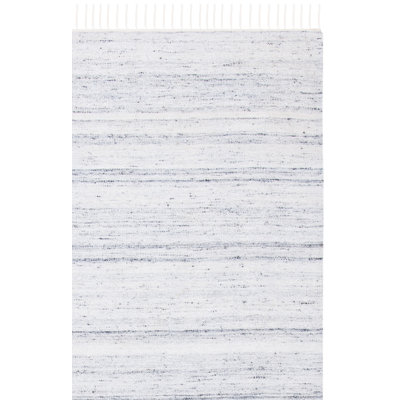 Starcher Hand Loomed Wool/Cotton Striped Rug in Light Gray