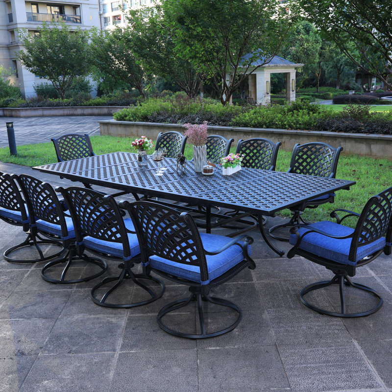 Rectangular 10 - Person Dining Set, Antique Navy Blue