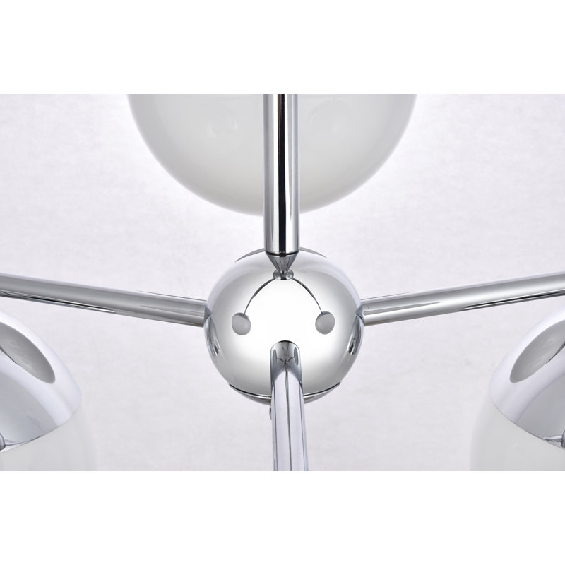 Yearby 6 - Light Dimmable Tiered Chandelier, Chrome, Frosted White