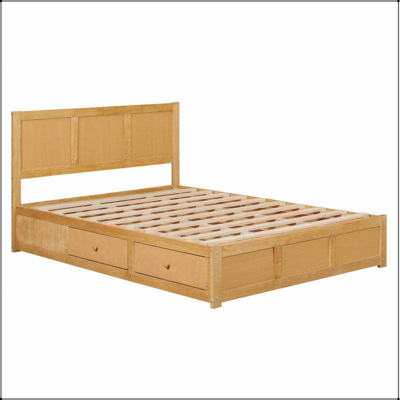 Full Size Wood Platform Bed with Underneath Storage and 2 Drawers, Simple & Modern, Full