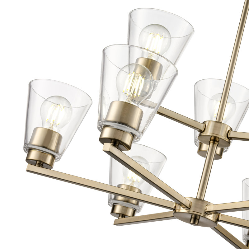 Lustre 9 lumières 28,5 "Swanson - or moderne, Or brossé