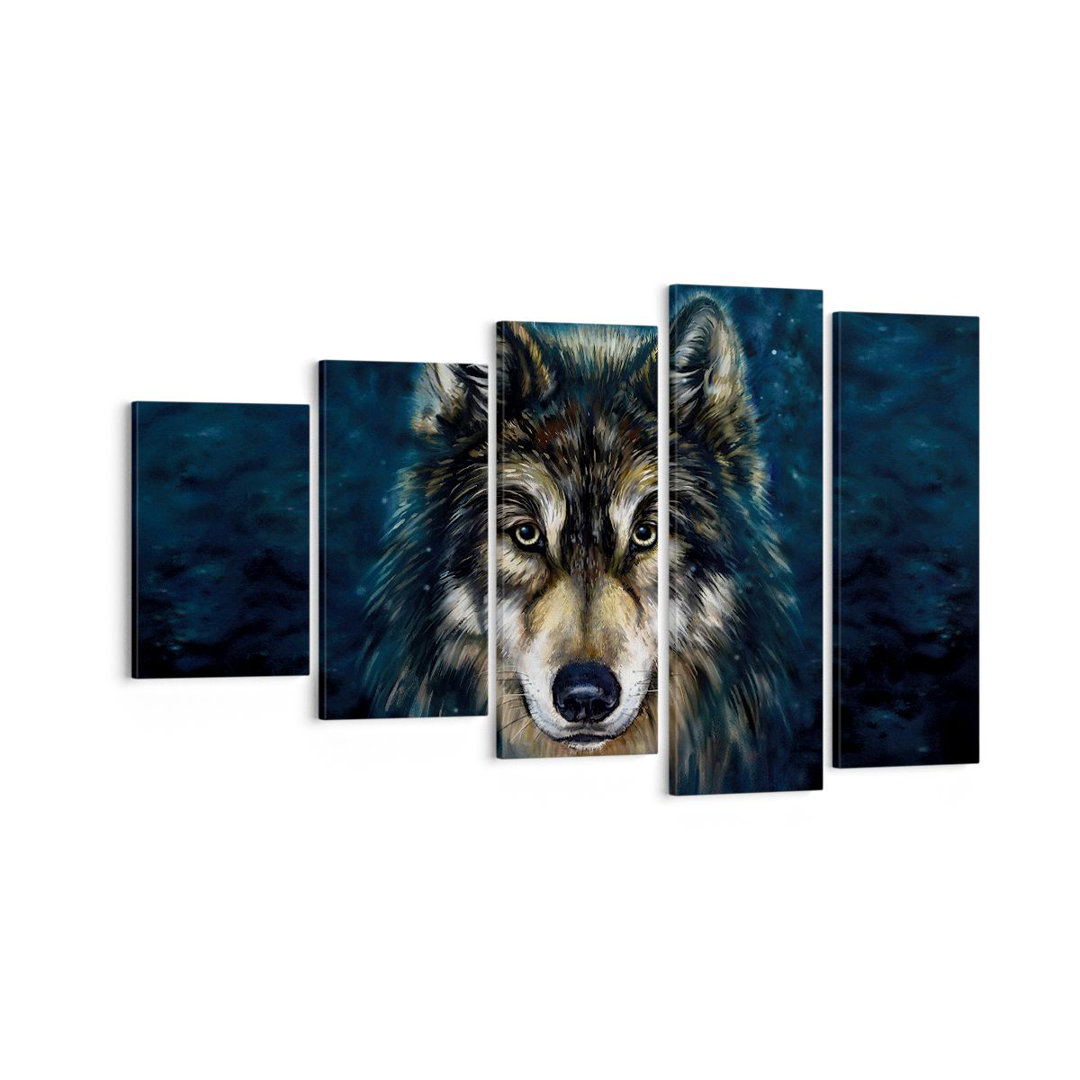 5-tlg. Leinwandbilder-Set Wolf Dark