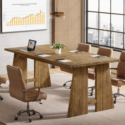 6 Ft Rectangle Solid Wood Conference Table For 6-8 People, 71-inch Home Office Desk by Inbox Zero