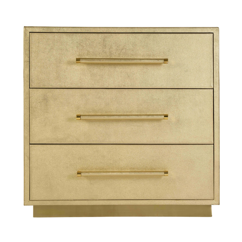 Commode décorative 3 tiroirs Sudie l 28 po, or