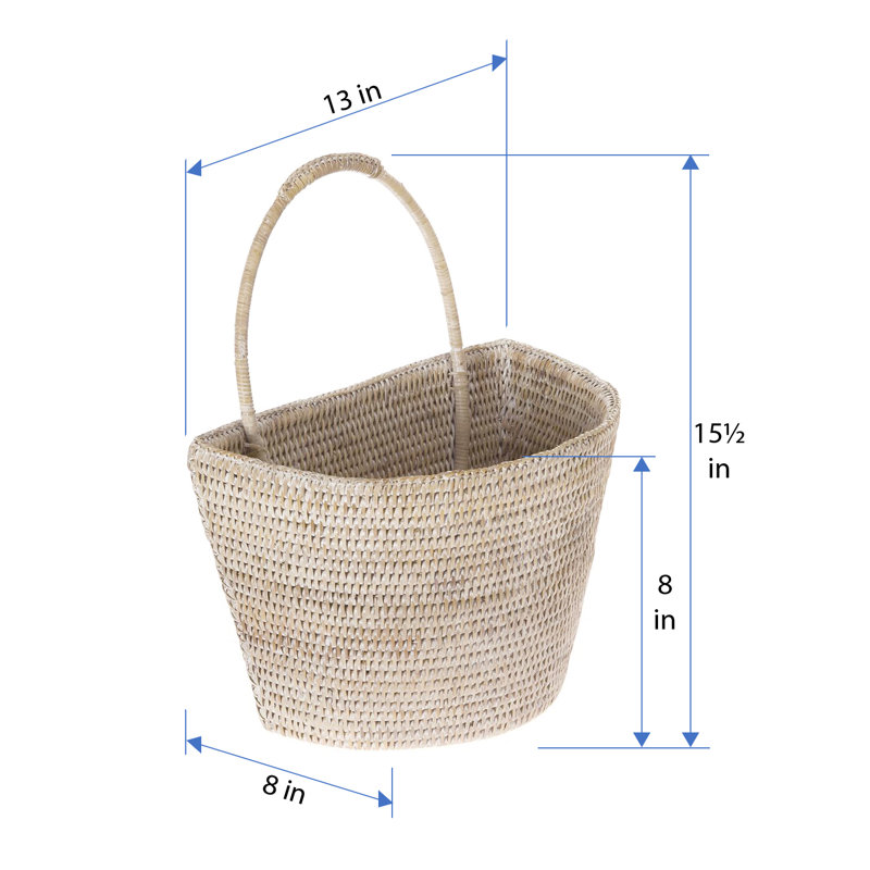 Panier mural Everard Kouboo, H 15,5 po x l 13 po x p 8 po, Blanc délavé